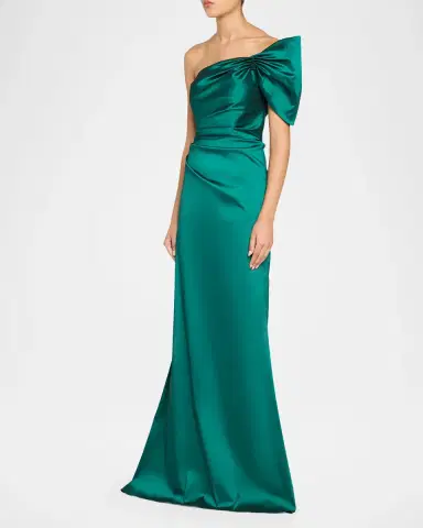 Rickie Freeman for Teri Jon One Shoulder Ruched Taffeta Gown | Thumbnail 4 Rickie Freeman for Teri Jon One Shoulder Ruched Taffeta Gown | Thumbnail 4
