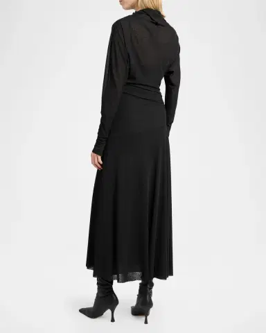 Proenza Schouler Golda Draped Long-Sleeve Ankle Dress | Thumbnail 3 Proenza Schouler Golda Draped Long-Sleeve Ankle Dress | Thumbnail 3