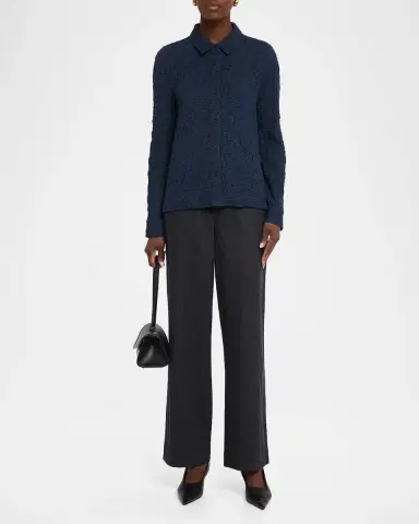 Eileen Fisher Crinkled Knit Button-Down Shirt | Thumbnail 2 Eileen Fisher Crinkled Knit Button-Down Shirt | Thumbnail 2