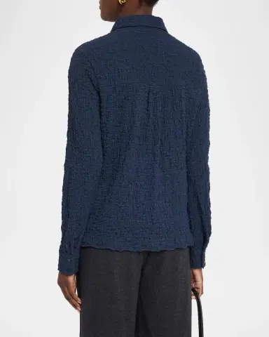 Eileen Fisher Crinkled Knit Button-Down Shirt | Thumbnail 3 Eileen Fisher Crinkled Knit Button-Down Shirt | Thumbnail 3