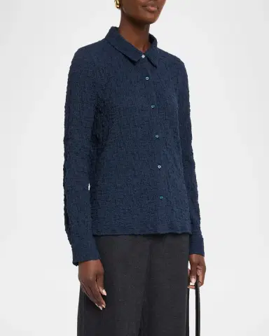 Eileen Fisher Crinkled Knit Button-Down Shirt | Thumbnail 4 Eileen Fisher Crinkled Knit Button-Down Shirt | Thumbnail 4