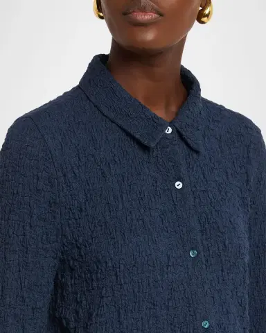 Eileen Fisher Crinkled Knit Button-Down Shirt | Thumbnail 5 Eileen Fisher Crinkled Knit Button-Down Shirt | Thumbnail 5