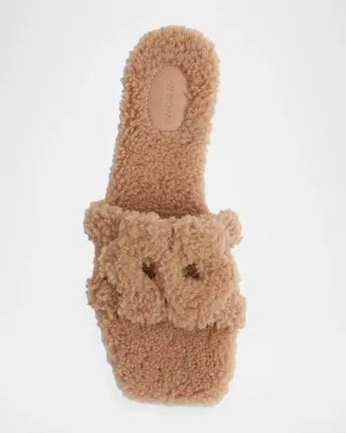 Simkhai Monogram Shearling Flat Slide Sandals | Thumbnail 3 Simkhai Monogram Shearling Flat Slide Sandals | Thumbnail 3