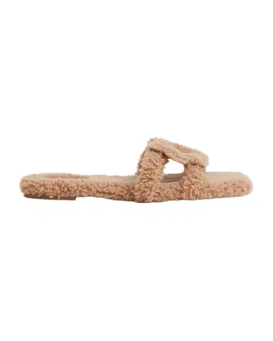 Simkhai Monogram Shearling Flat Slide Sandals | Thumbnail 1 Simkhai Monogram Shearling Flat Slide Sandals | Thumbnail 1