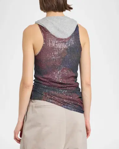 MM6 MAISON MARGIELA Sleeveless Sequin Draped Top | Thumbnail 3 MM6 MAISON MARGIELA Sleeveless Sequin Draped Top | Thumbnail 3