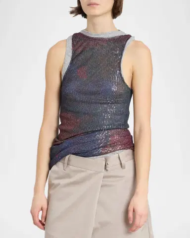 MM6 MAISON MARGIELA Sleeveless Sequin Draped Top | Thumbnail 4 MM6 MAISON MARGIELA Sleeveless Sequin Draped Top | Thumbnail 4