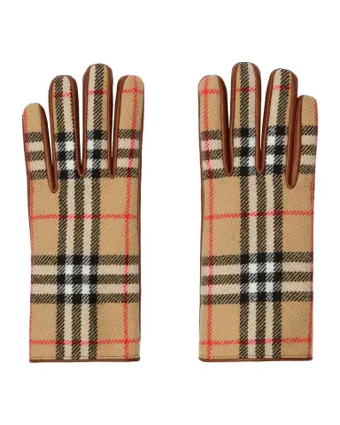 Burberry Men's Check Wool and Leather Gloves | Thumbnail 3 Burberry Men's Check Wool and Leather Gloves | Thumbnail 3