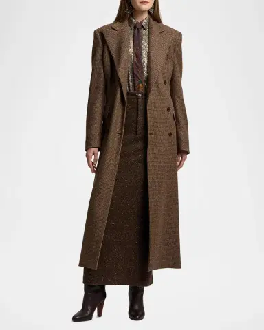 Ralph Lauren Collection Affton Double-Breasted Check Cashmere-Wool Long Coat | Thumbnail 4 Ralph Lauren Collection Affton Double-Breasted Check Cashmere-Wool Long Coat | Thumbnail 4