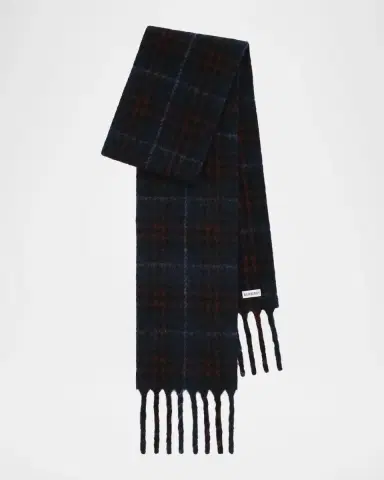 Burberry Men's Narrow Check Alpaca Wool-Blend Scarf | Thumbnail 2 Burberry Men's Narrow Check Alpaca Wool-Blend Scarf | Thumbnail 2