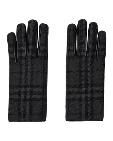 Burberry Men's Check Wool and Leather Gloves | Thumbnail 3 Burberry Men's Check Wool and Leather Gloves | Thumbnail 3