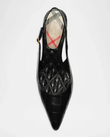 Burberry Dame Crocodile-Embossed Leather Slingback Pumps | Thumbnail 3 Burberry Dame Crocodile-Embossed Leather Slingback Pumps | Thumbnail 3
