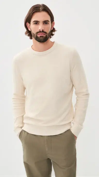 Faherty Jackson Crew Sweater Ivory Sky Feeder M | Thumbnail 2 Faherty Jackson Crew Sweater Ivory Sky Feeder M | Thumbnail 2