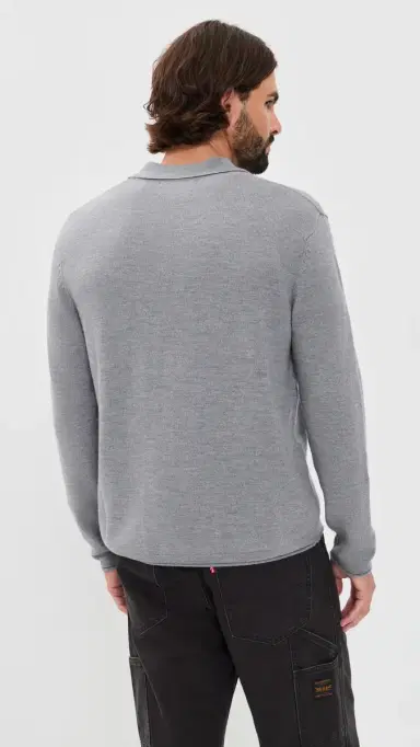 Joe's Jeans Merino Polo Sweater Heather Grey | Thumbnail 3 Joe's Jeans Merino Polo Sweater Heather Grey | Thumbnail 3