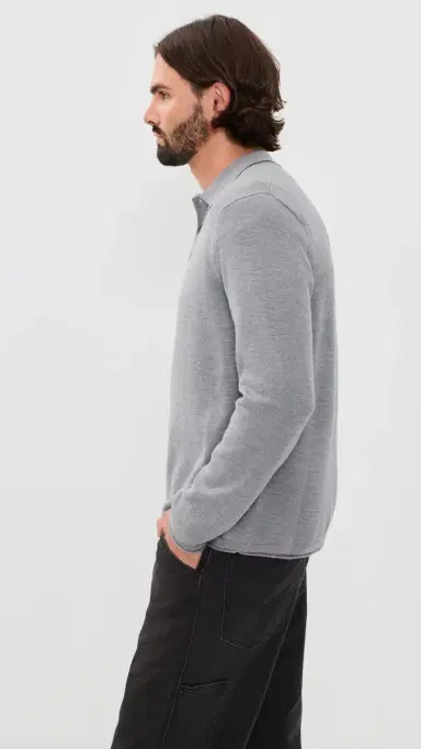 Joe's Jeans Merino Polo Sweater Heather Grey | Thumbnail 4 Joe's Jeans Merino Polo Sweater Heather Grey | Thumbnail 4