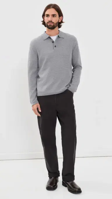 Joe's Jeans Merino Polo Sweater Heather Grey | Thumbnail 5 Joe's Jeans Merino Polo Sweater Heather Grey | Thumbnail 5