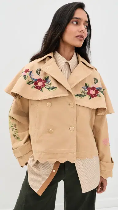 Farm Rio Twill Mini Trench Coat Beige | Thumbnail 2 Farm Rio Twill Mini Trench Coat Beige | Thumbnail 2