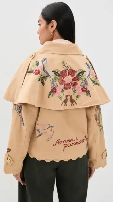Farm Rio Twill Mini Trench Coat Beige | Thumbnail 3 Farm Rio Twill Mini Trench Coat Beige | Thumbnail 3