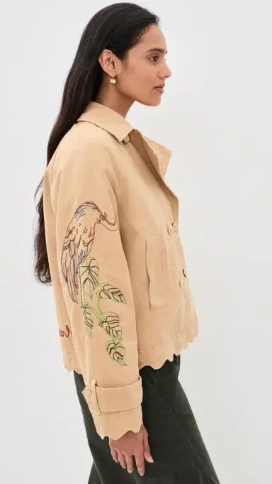 Farm Rio Twill Mini Trench Coat Beige | Thumbnail 4 Farm Rio Twill Mini Trench Coat Beige | Thumbnail 4