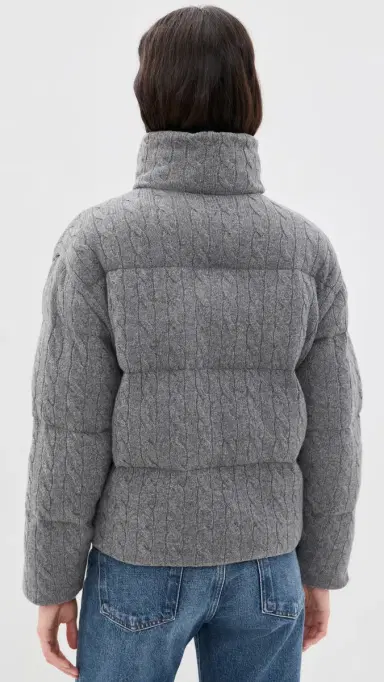 Polo Ralph Lauren Cable Knit Wool Cashmere Puffer Jacket Flannel Grey Heather | Thumbnail 3 Polo Ralph Lauren Cable Knit Wool Cashmere Puffer Jacket Flannel Grey Heather | Thumbnail 3