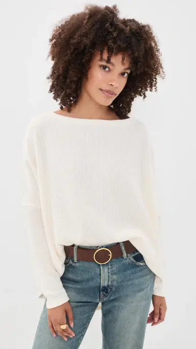 Free People Latte Blues Thermal Top | Thumbnail 2 Free People Latte Blues Thermal Top | Thumbnail 2