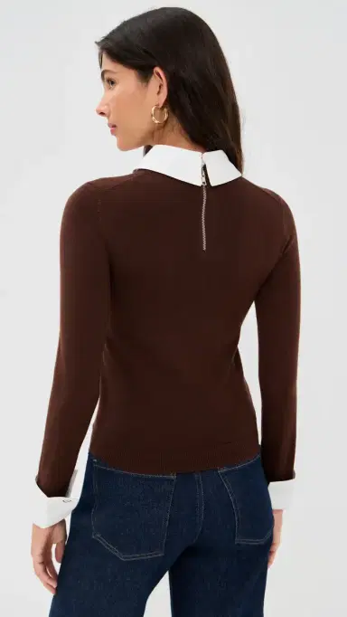 Alice + Olivia Porla Collared Sweater Dark Chocolate | Thumbnail 3 Alice + Olivia Porla Collared Sweater Dark Chocolate | Thumbnail 3
