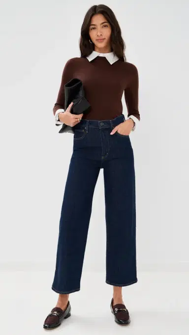 Alice + Olivia Porla Collared Sweater Dark Chocolate | Thumbnail 5 Alice + Olivia Porla Collared Sweater Dark Chocolate | Thumbnail 5