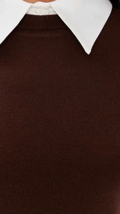 Alice + Olivia Porla Collared Sweater Dark Chocolate | Thumbnail 6 Alice + Olivia Porla Collared Sweater Dark Chocolate | Thumbnail 6