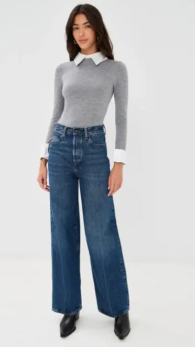 Alice + Olivia Porla Collared Sweater Medium Heather Grey | Thumbnail 5 Alice + Olivia Porla Collared Sweater Medium Heather Grey | Thumbnail 5