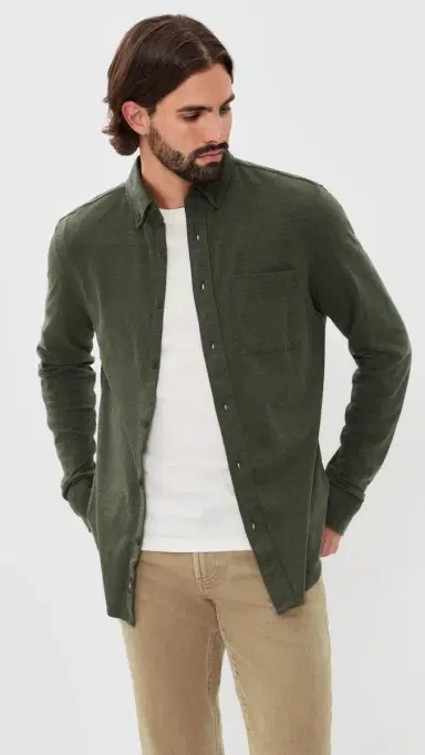 Faherty Coastline Knit Button Down Shirt Forest Canyon Twill | Thumbnail 2 Faherty Coastline Knit Button Down Shirt Forest Canyon Twill | Thumbnail 2