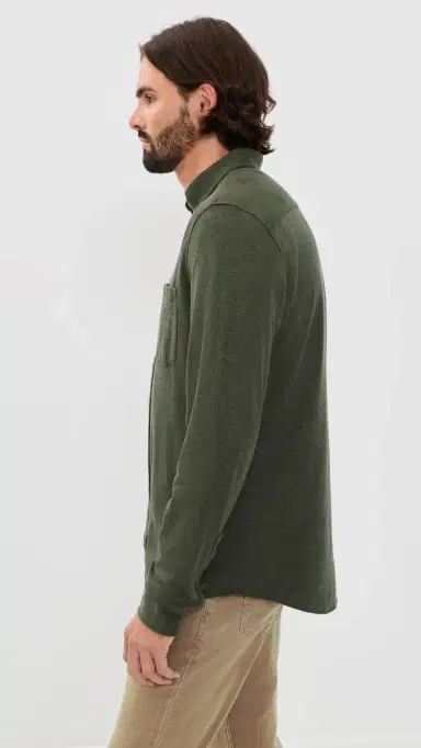 Faherty Coastline Knit Button Down Shirt Forest Canyon Twill | Thumbnail 4 Faherty Coastline Knit Button Down Shirt Forest Canyon Twill | Thumbnail 4