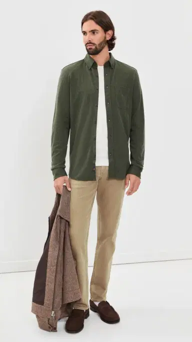 Faherty Coastline Knit Button Down Shirt Forest Canyon Twill | Thumbnail 5 Faherty Coastline Knit Button Down Shirt Forest Canyon Twill | Thumbnail 5