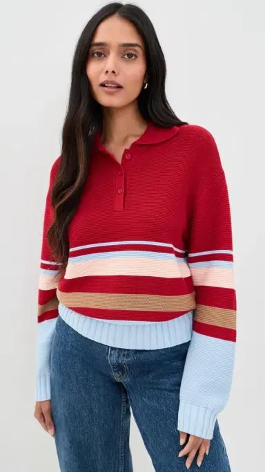 Solid & Striped The Cleo Pullover Cranberry Copenhagen tripe | Thumbnail 2 Solid & Striped The Cleo Pullover Cranberry Copenhagen tripe | Thumbnail 2