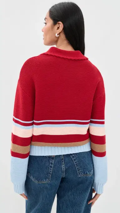 Solid & Striped The Cleo Pullover Cranberry Copenhagen tripe | Thumbnail 3 Solid & Striped The Cleo Pullover Cranberry Copenhagen tripe | Thumbnail 3