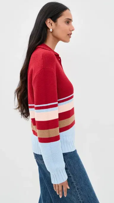 Solid & Striped The Cleo Pullover Cranberry Copenhagen tripe | Thumbnail 4 Solid & Striped The Cleo Pullover Cranberry Copenhagen tripe | Thumbnail 4