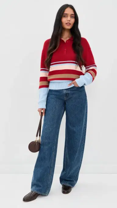 Solid & Striped The Cleo Pullover Cranberry Copenhagen tripe | Thumbnail 5 Solid & Striped The Cleo Pullover Cranberry Copenhagen tripe | Thumbnail 5