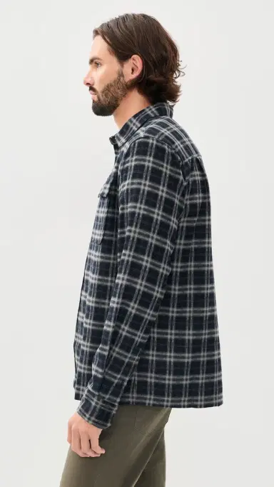 Joe's Jeans Plaid Double Flap Pocket Shirt Navy ulti | Thumbnail 4 Joe's Jeans Plaid Double Flap Pocket Shirt Navy ulti | Thumbnail 4