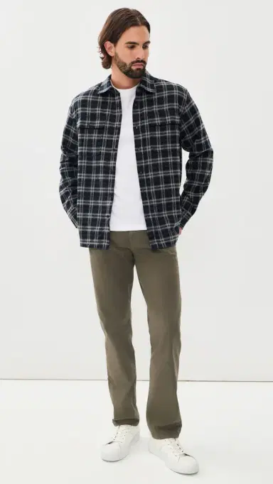 Joe's Jeans Plaid Double Flap Pocket Shirt Navy ulti | Thumbnail 5 Joe's Jeans Plaid Double Flap Pocket Shirt Navy ulti | Thumbnail 5