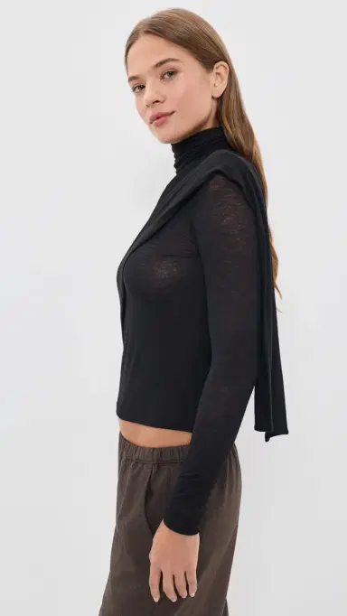 Enza Costa heer Bandana Turtleneck Tee Black | Thumbnail 4 Enza Costa heer Bandana Turtleneck Tee Black | Thumbnail 4