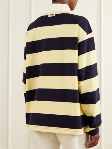 Frame + Sotheby's Striped Cotton-jersey Polo Sweater | Thumbnail 3 Frame + Sotheby's Striped Cotton-jersey Polo Sweater | Thumbnail 3