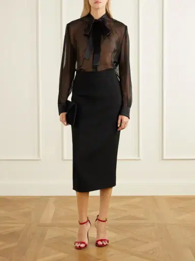 Dolce & Gabbana Bow-detailed Silk-chiffon Blouse | Thumbnail 2 Dolce & Gabbana Bow-detailed Silk-chiffon Blouse | Thumbnail 2