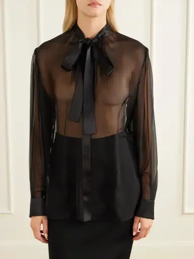 Dolce & Gabbana Bow-detailed Silk-chiffon Blouse | Thumbnail 3 Dolce & Gabbana Bow-detailed Silk-chiffon Blouse | Thumbnail 3