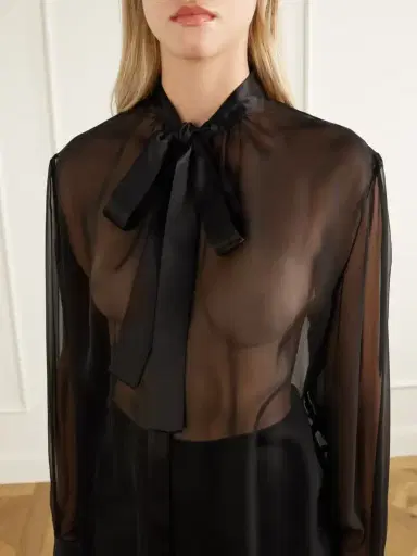 Dolce & Gabbana Bow-detailed Silk-chiffon Blouse | Thumbnail 5 Dolce & Gabbana Bow-detailed Silk-chiffon Blouse | Thumbnail 5