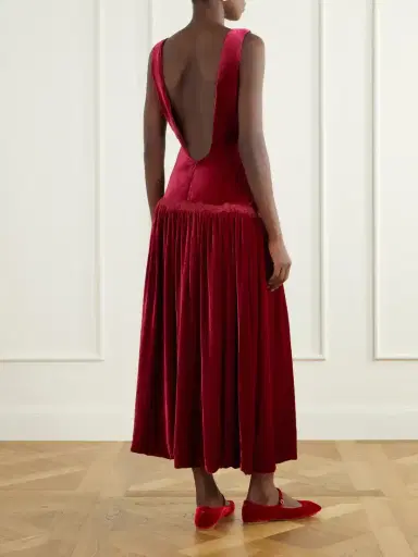 Loretta Caponi Estela Open-back Lace-trimmed Velvet Maxi Dress | Thumbnail 3 Loretta Caponi Estela Open-back Lace-trimmed Velvet Maxi Dress | Thumbnail 3