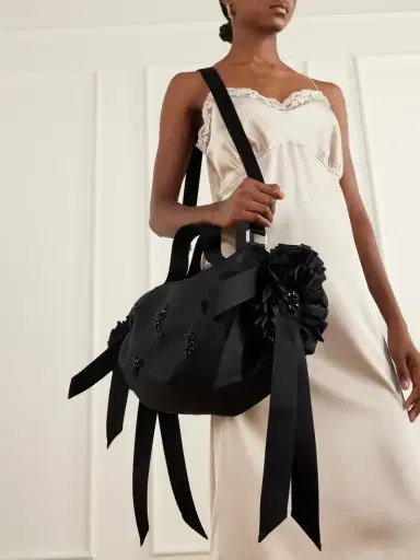 Simone Rocha Double Ribbon Rosette Crystal-embellished Satin Shoulder Bag | Thumbnail 2 Simone Rocha Double Ribbon Rosette Crystal-embellished Satin Shoulder Bag | Thumbnail 2