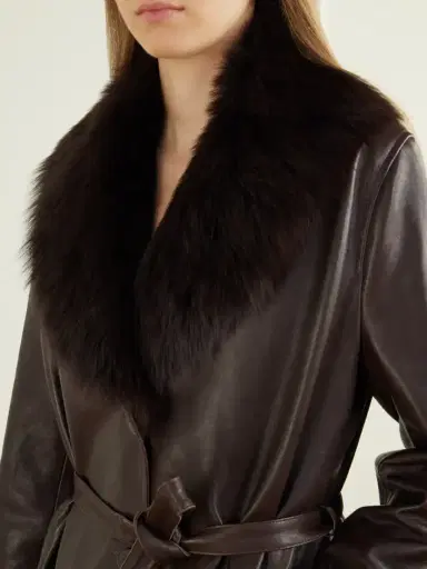 Nour Hammour Niven Belted Shearling-trimmed Leather Trench | Thumbnail 4 Nour Hammour Niven Belted Shearling-trimmed Leather Trench | Thumbnail 4