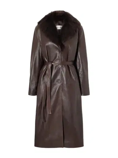 Nour Hammour Niven Belted Shearling-trimmed Leather Trench | Thumbnail 1 Nour Hammour Niven Belted Shearling-trimmed Leather Trench | Thumbnail 1