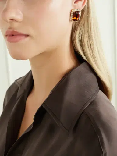 Jennifer Behr Diana Gold-plated Topaz And Crystal Earrings | Thumbnail 2 Jennifer Behr Diana Gold-plated Topaz And Crystal Earrings | Thumbnail 2