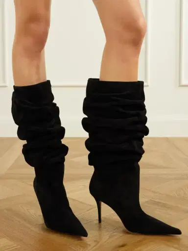 Amina Muaddi Anok 90 Suede Boots | Thumbnail 2 Amina Muaddi Anok 90 Suede Boots | Thumbnail 2