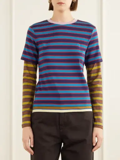 Staud Dillon Layered Striped Stretch Cotton-jersey T-shirt | Thumbnail 3 Staud Dillon Layered Striped Stretch Cotton-jersey T-shirt | Thumbnail 3