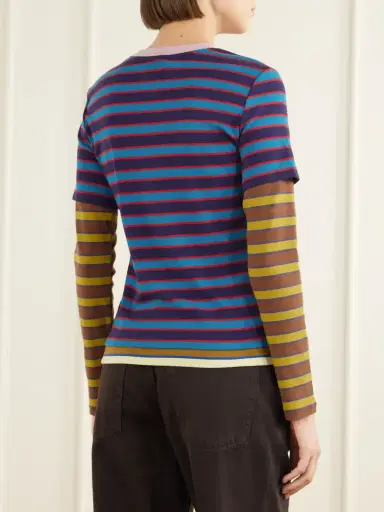 Staud Dillon Layered Striped Stretch Cotton-jersey T-shirt | Thumbnail 4 Staud Dillon Layered Striped Stretch Cotton-jersey T-shirt | Thumbnail 4